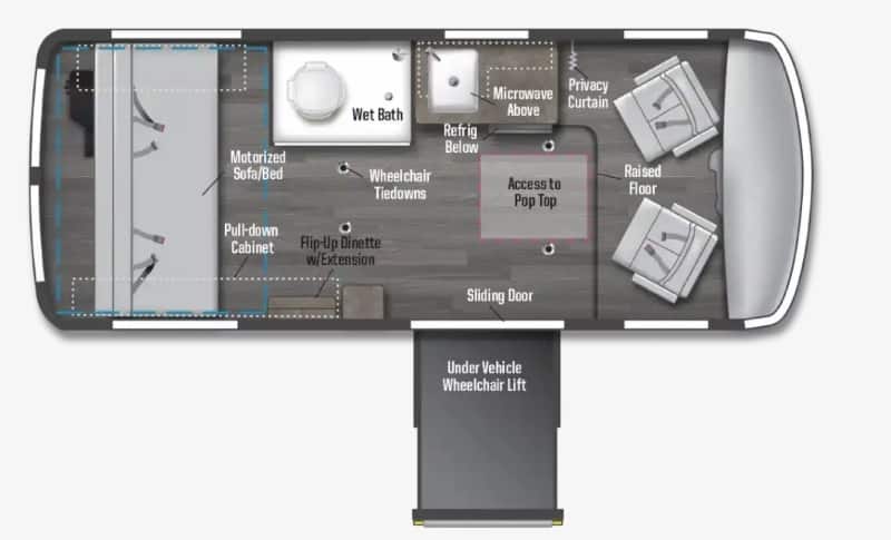 Cheapest Class B RV Winnebago Roam AE U59RPT Floorplan