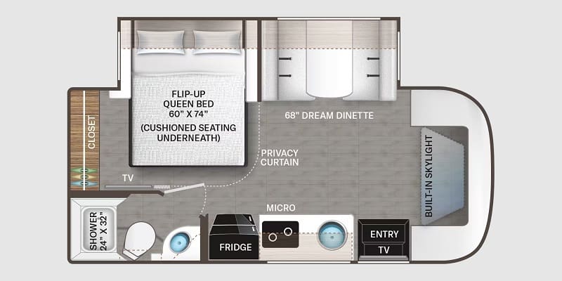 Class B RVs Great for Towing Thor Gemini 23TW Floorplan