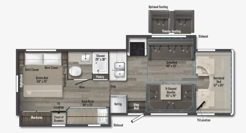 Class C RVs for Full-Time Living Winnebago Minnie Winnie 31H Floorplan