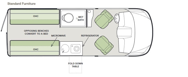Class B RVs for Traveling with Dogs Tiffin Cahaba 19SC Floorplan