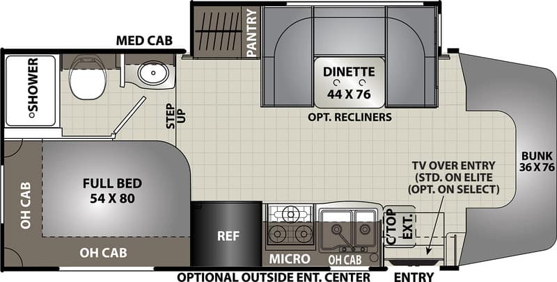 Class C RV Under 25 Feet Coachmen Prism Select 24CB Floorplan