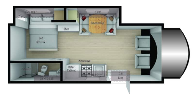 Class C RV Under 25 Feet Nexus Phantom 24P Floorplan