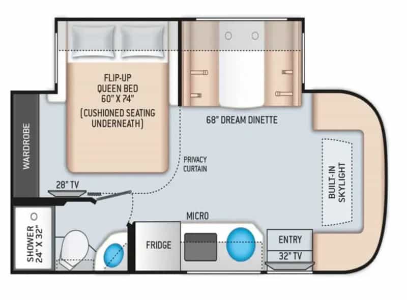 Class C RV Under 25 Feet Thor Compass AWD 23TW Floorplan