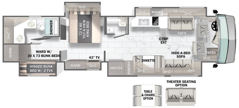 Forest River Berkshire XLT 45E Floorplan