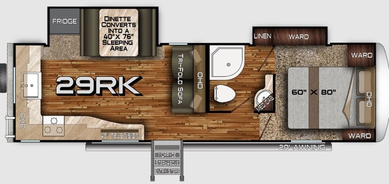 Best RV For Seniors Northwood Arctic Fox 29RK Floorplan