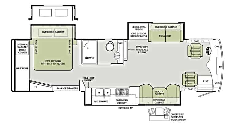 Best RVs For Seniors Tiffin Allegro Breeze 33BR Floorplan