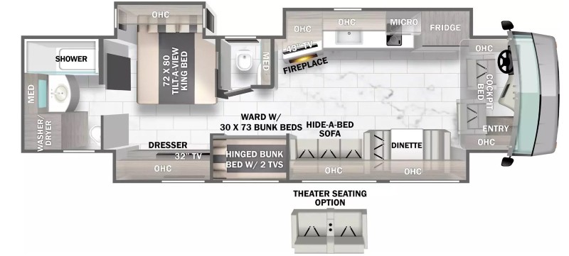 Forest River Berkshire XL 40C Floorplan