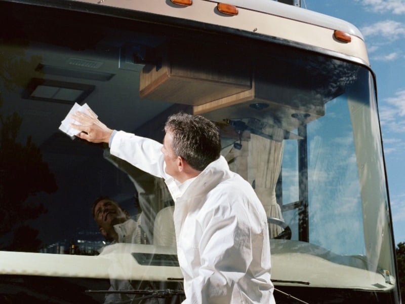 Ensure your defrost and wipers are working well when driving a motorhome in the winter